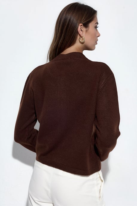 Geribbelde Crew Neck Knopen Cardigan - Image 3