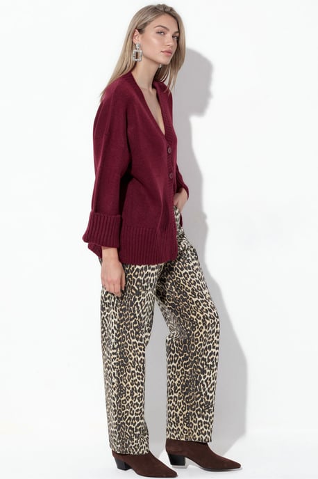 Ribbed V-Neck Button Cardigan - Image 3
