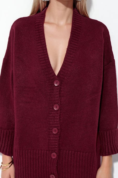 Ribbed V-Neck Button Cardigan - Image 4
