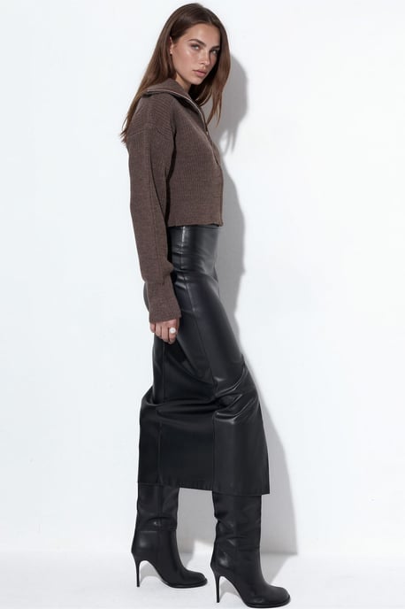 Dames Korte Geribbelde Rits Cardigan - Image 4