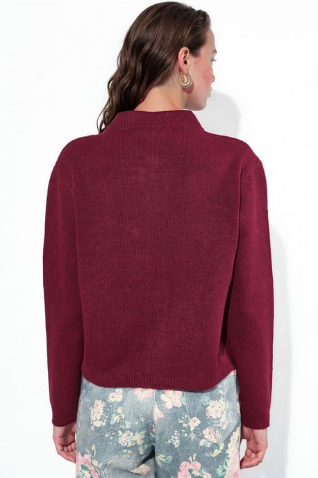 Ribbed Crew Neck Button Cardigan - Image 2
