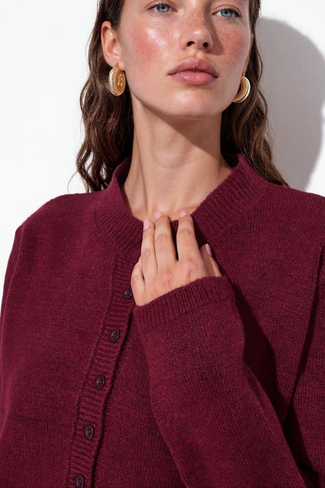 Ribbed Crew Neck Button Cardigan - Image 4