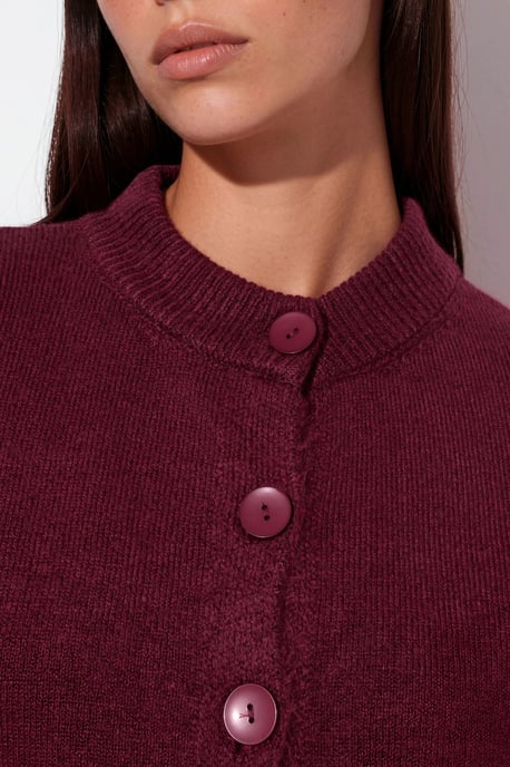 Crop Ribbed Cardigan With Buttons - Image 4