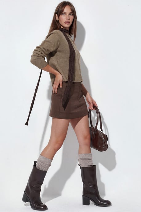 Ribbed Crew Neck Button Cardigan - Image 2