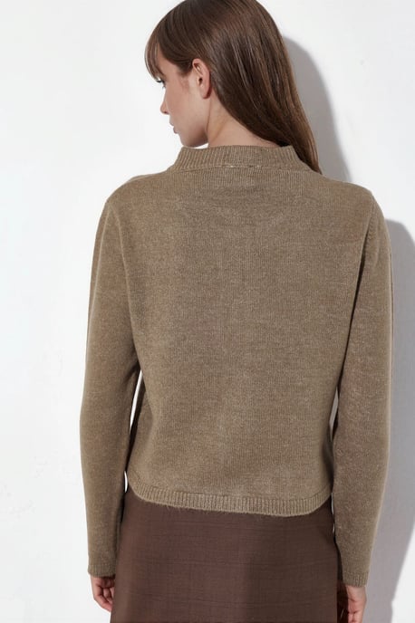 Ribbed Crew Neck Button Cardigan - Image 3