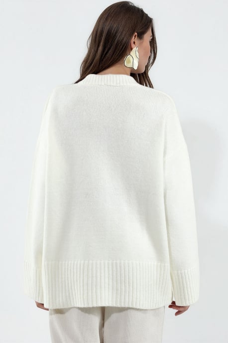 Ribbed V-Neck Button Cardigan - Image 3