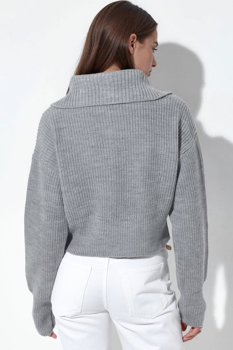 Dames Korte Geribbelde Rits Cardigan - Image 4