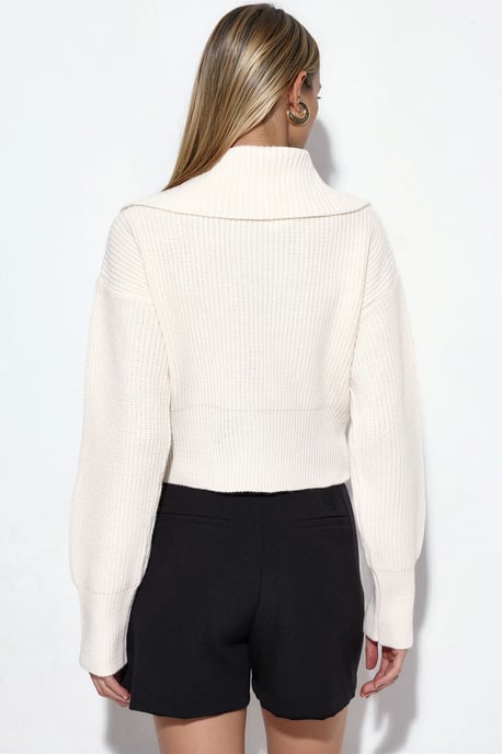 Dames Korte Geribbelde Rits Cardigan - Image 4