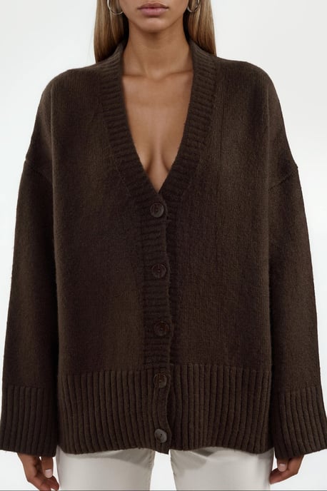 Ribbed V-Neck Button Cardigan - Image 4