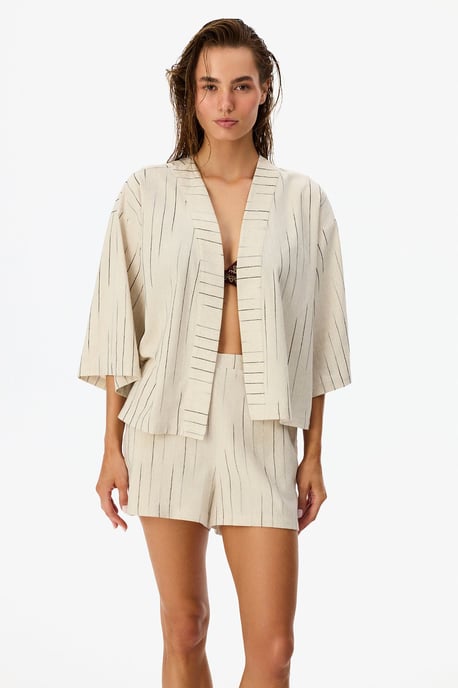Striped Woven Mini Beach Cover-Up - Image 3