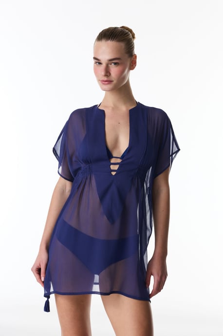 Mini Woven Beach Kaftan With Tassel - Image 1