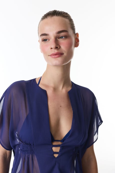 Mini Woven Beach Kaftan With Tassel - Image 3