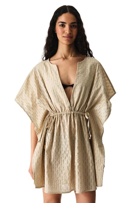 Overmaatse Katoenen Textuur Mini Kaftan - Image 1