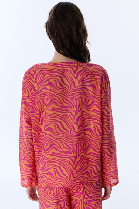 Oversized Striped Cotton Beach Kimono - Image 2