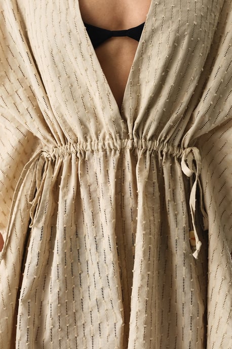 Overmaatse Katoenen Textuur Mini Kaftan - Image 3