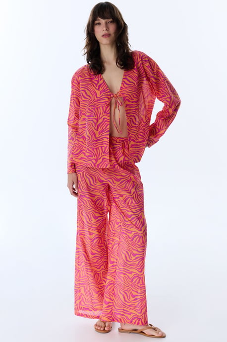 Oversized Striped Cotton Beach Kimono - Image 5