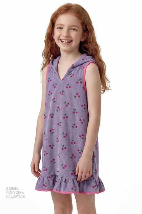 Tryckt Stickad Mini Kaftan Täckning - Image 1