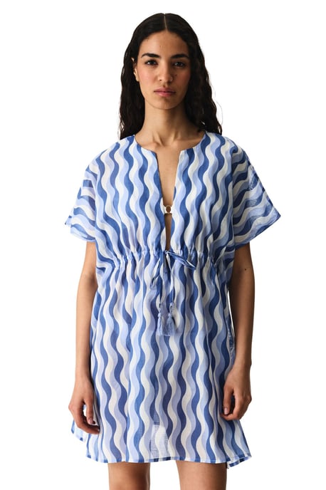 Oversized Woven Katoenen Geometrisch Strand Kaftan - Image 1
