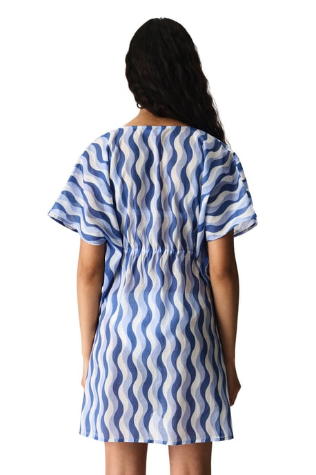 Oversized Woven Katoenen Geometrisch Strand Kaftan - Image 2