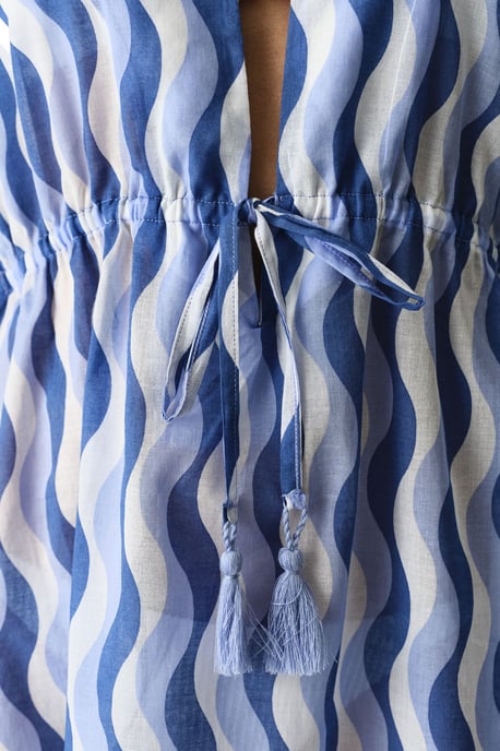 Oversized Woven Katoenen Geometrisch Strand Kaftan - Image 3