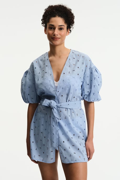 Geborduurd Katoenen Biquini Kimono met Ceintuur - Image 1