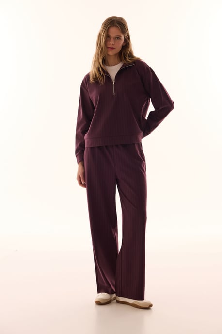 Oversized Gestreepte Halfsluiting Sweatshirt - Image 3