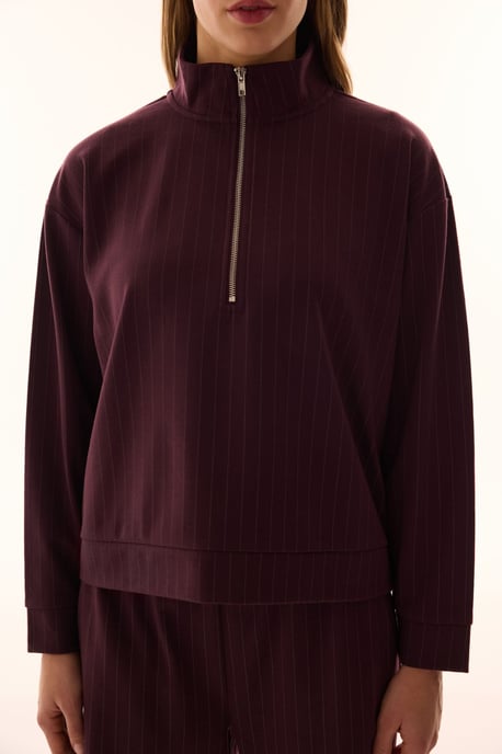 Oversized Gestreepte Halfsluiting Sweatshirt - Image 6