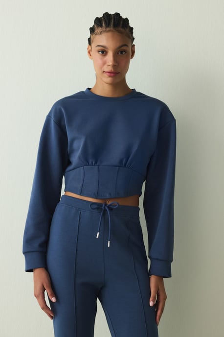 Dames Cropped Crew Neck Sweatshirt - Image 1
