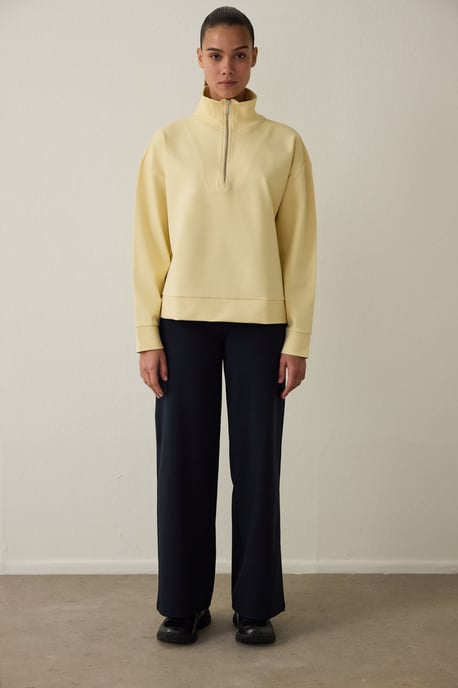 Oversized halvdraget stickat sweatshirt - Image 2