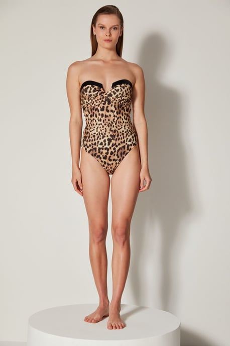 Leopardmönstrad Balconette En-delssimdräkt - Image 2