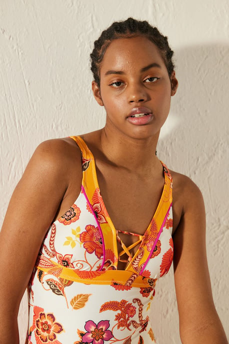 Floral Cut-Out One-Piece Swimsuit - Image 3