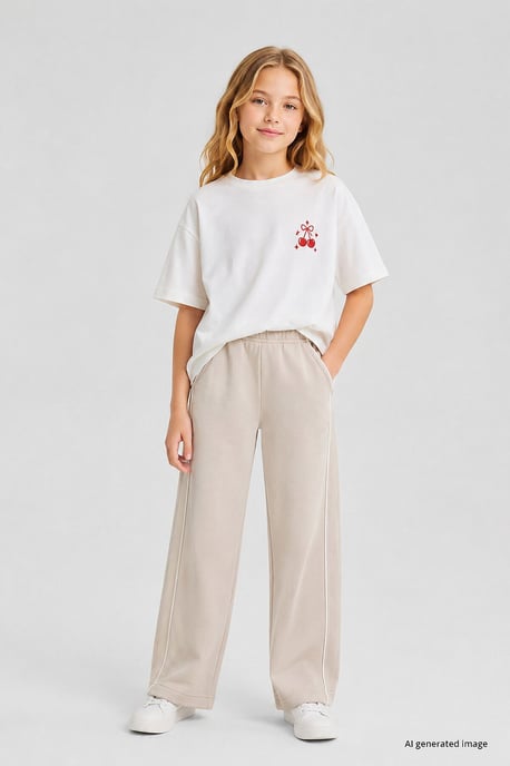 Jeugd Elastische Taille Brede Been Sweatpants - Image 1