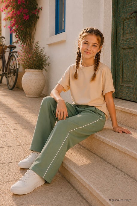 Jeugd Elastische Taille Brede Been Sweatpants - Image 1