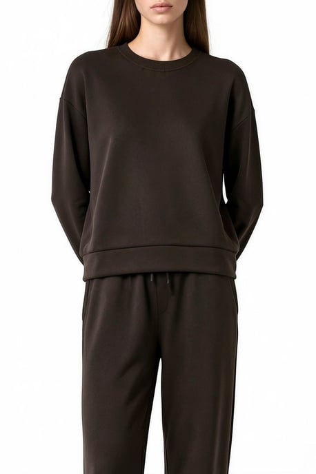 Modal Touch Basic Sweatshirt & Wide Leg Pants Two-Piece Coord Set - Image 4