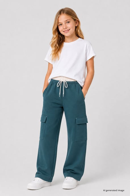 Youth Unisex Elastic Waist Wide Leg Sweatpants - Image 2