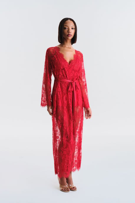 Floral Maxi Robe With Tie Belt - Image 1