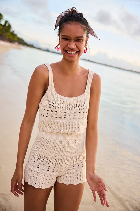 Cotton Knit Mini Shorts - Image 2