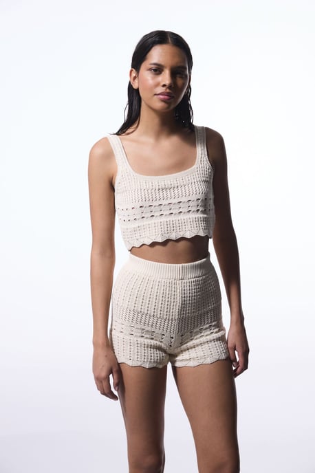 Cotton Knit Mini Shorts - Image 4