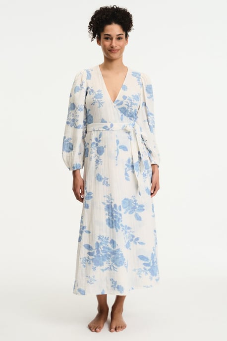 Blommig Off-Shoulder Maxiklänning med Bälte - Image 1