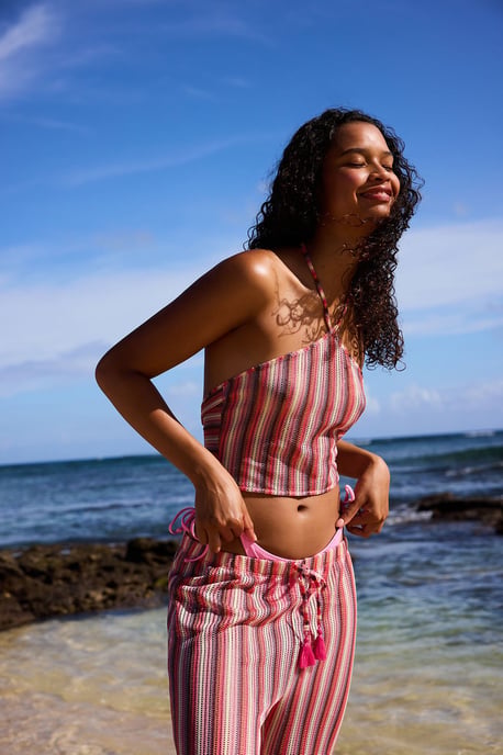 Striped Halter Crop Top - Image 1