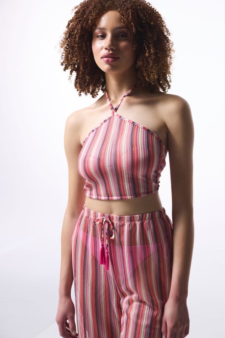 Striped Halter Crop Top - Image 2