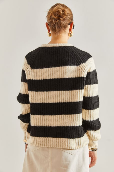 Gestreepte Gebreide Cardigan met Knopen Sluiting - Image 2