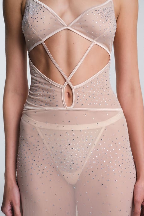 Glittrande Stickad Maxi Loungklänning - Image 2