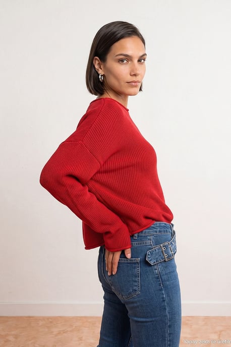 Women's Ribbed Boat Neck Knit Sweater - Image 4