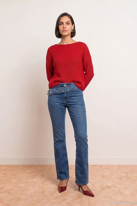 Women's Ribbed Boat Neck Knit Sweater - Image 5