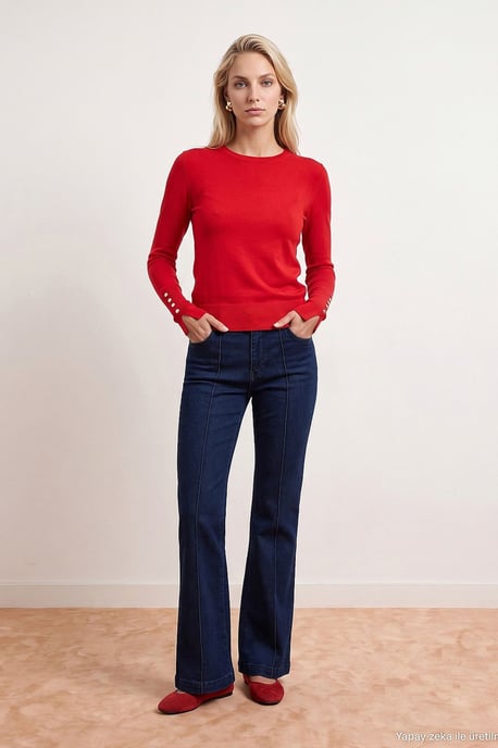 Ribbed Crew Neck Slim Fit Sweater - Image 2