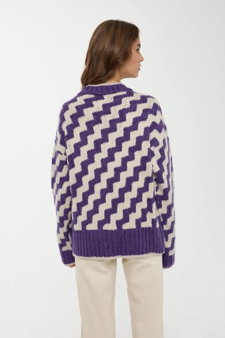 Zigzag Patterned Crew Neck Sweater - Image 4