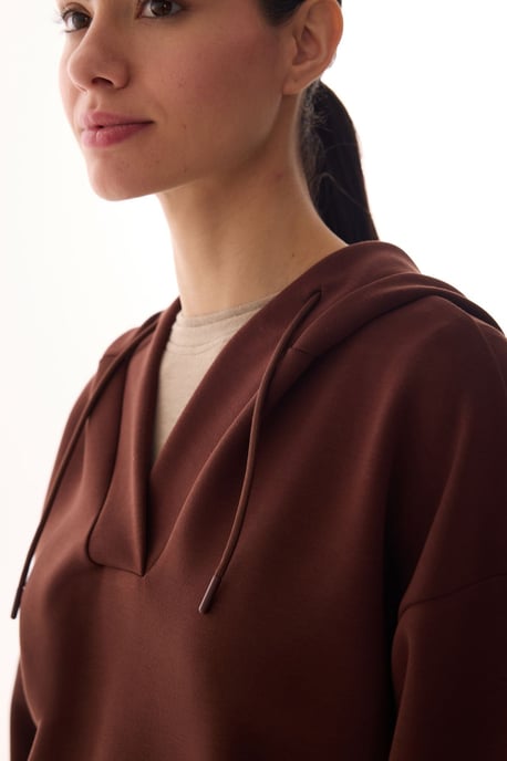 Oversized V-neck Knitted Hoodie - Image 3