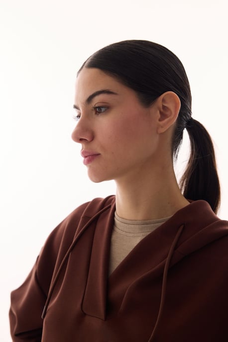 Oversized V-neck Knitted Hoodie - Image 4