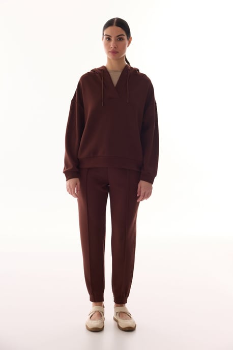 Oversized V-neck Knitted Hoodie - Image 5
